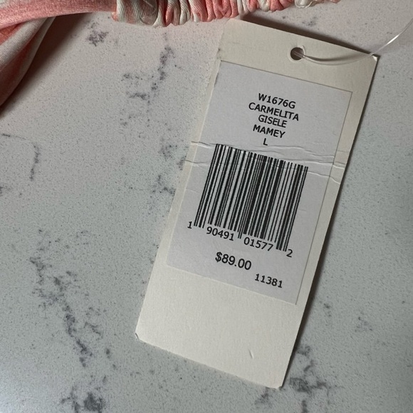 Eberjey NWT Pink Carmelita Mamey Gisele Top Kate Bottoms Striped Bikini Sz Large - Picture 4 of 8